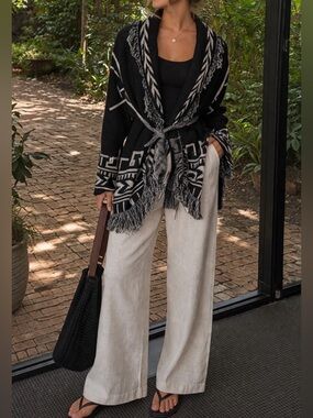 Anthropologie Chic Black and White Women's Cardigan